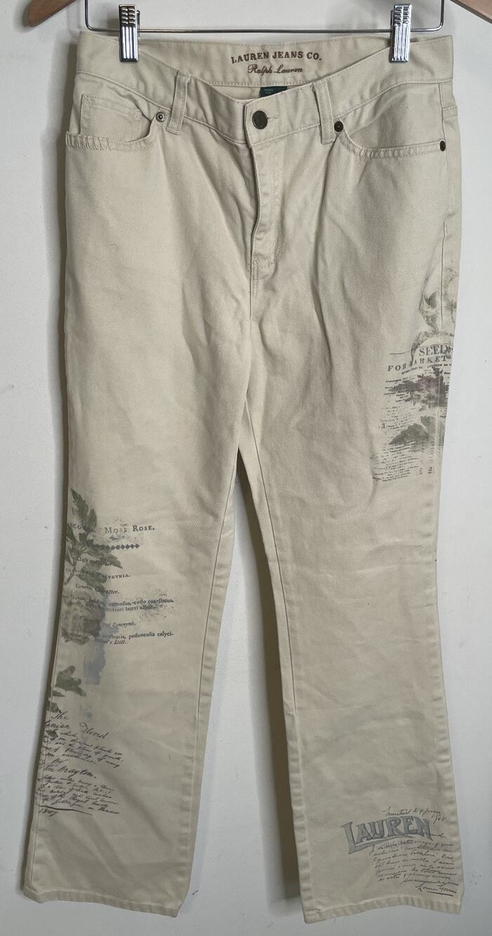 Ralph Lauren Jeans 4 Garden Seed Packet Plant Flower Rose Pants HTF